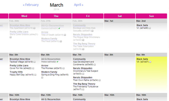 Keep track of your favorite TV shows TV Episode Calendar